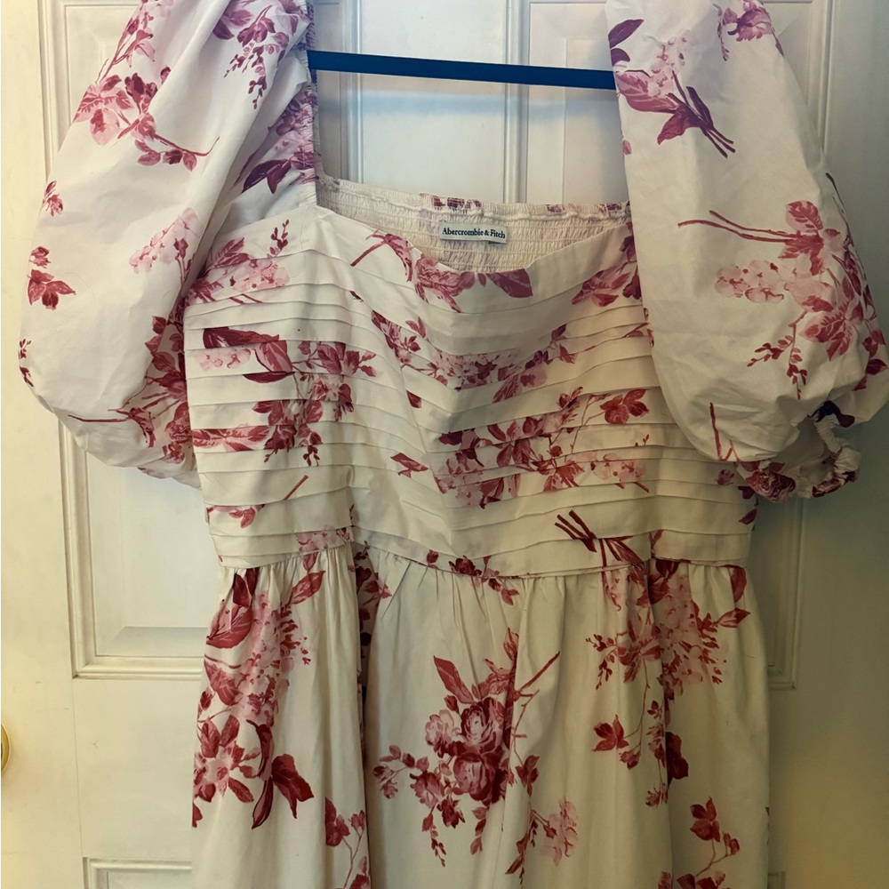 Abercrombie & Fitch Emerson Poplin Puff Sleeve Midi Dress